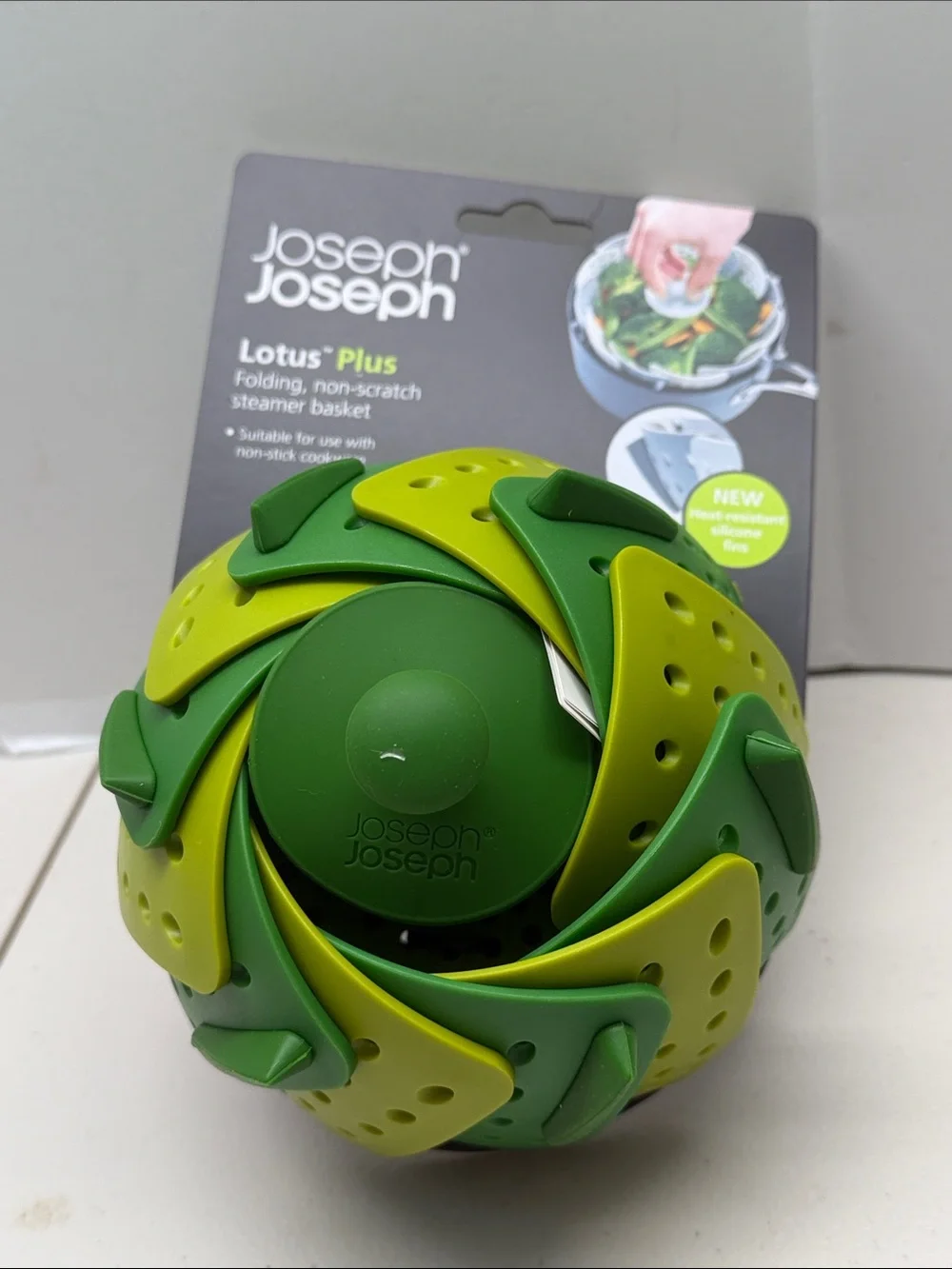 Joseph Joseph Lotus Plus Folding Steamer Basket - Green. NEW